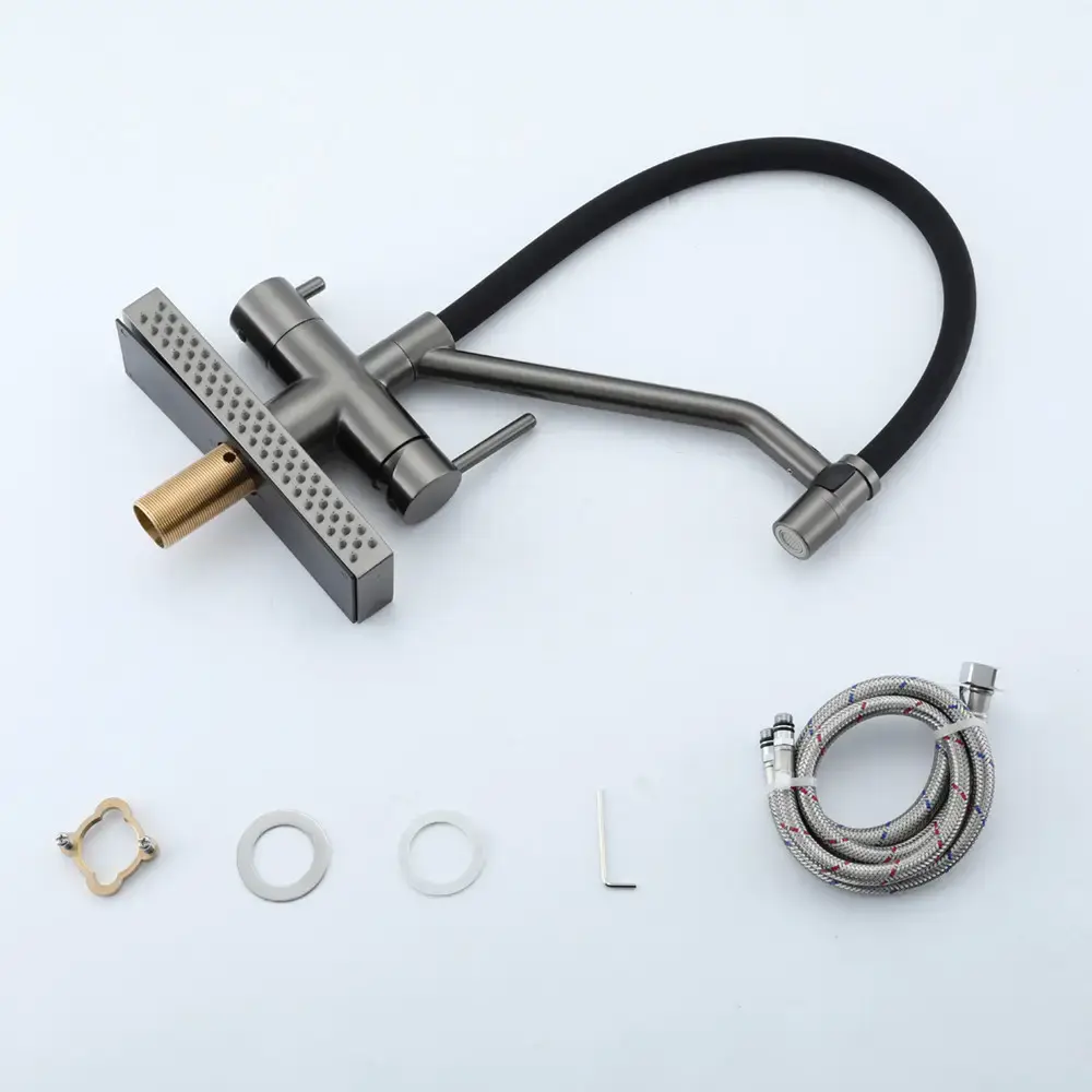 SQ-1047627_9 Смеситель для кухни GAPPO G4098-9, с водопадом, гибкий излив, оружейная сталь