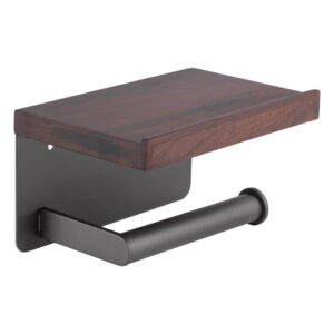 Держатель для туалетной бумаги Kroner KRP Graz - GRP3018 цинк/дерево, графит матовый