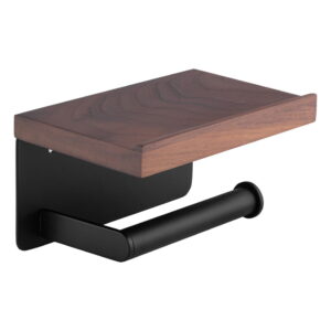 Держатель для туалетной бумаги Kroner KRP Graz - SCH3018 цинк/дерево, черный матовый