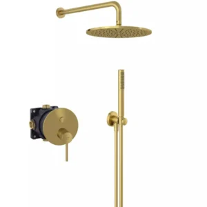 Душевая система Kludi Bozz 7 в 1 с изливом, металл, золотой (38658N076)