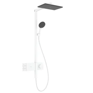 Душевая система Hansgrohe Raindance Alive Q 340/210 2jet EcoSmart ShowerSelect Comfort с термостатом, металл, белый матовый (24591700)