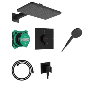 Душевая система Hansgrohe Raindance Alive Q 210/340 1jet 6 в 1 с термостатом, металл, черный матовый (24620670)