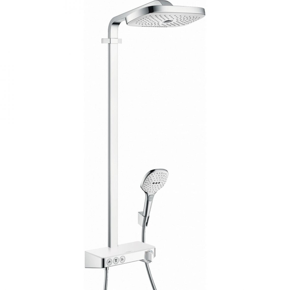 27127400_14e6fe215136de8fd58500c33974d9db9a447b81 Душевая система Hansgrohe Raindance Select E Showerpipe 300 3jet с термостатом, металл, белый/хром (27127400)