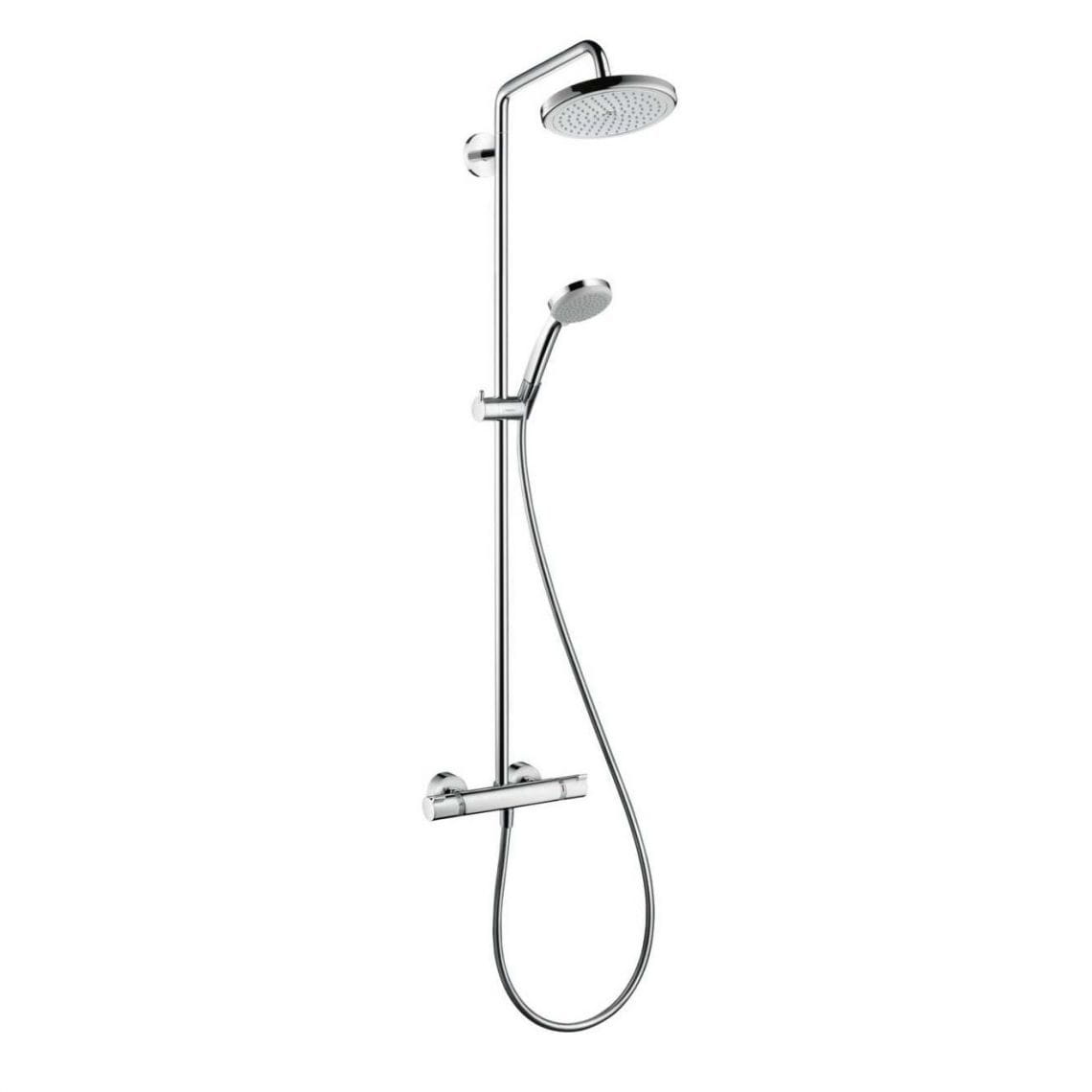 27185000_64fc215ae1a74281b1aa74dea35a4ecd383aa5d7 Душевая система Hansgrohe Croma 220 1jet Showerpipe с термостатом, металл, хром (27185000)