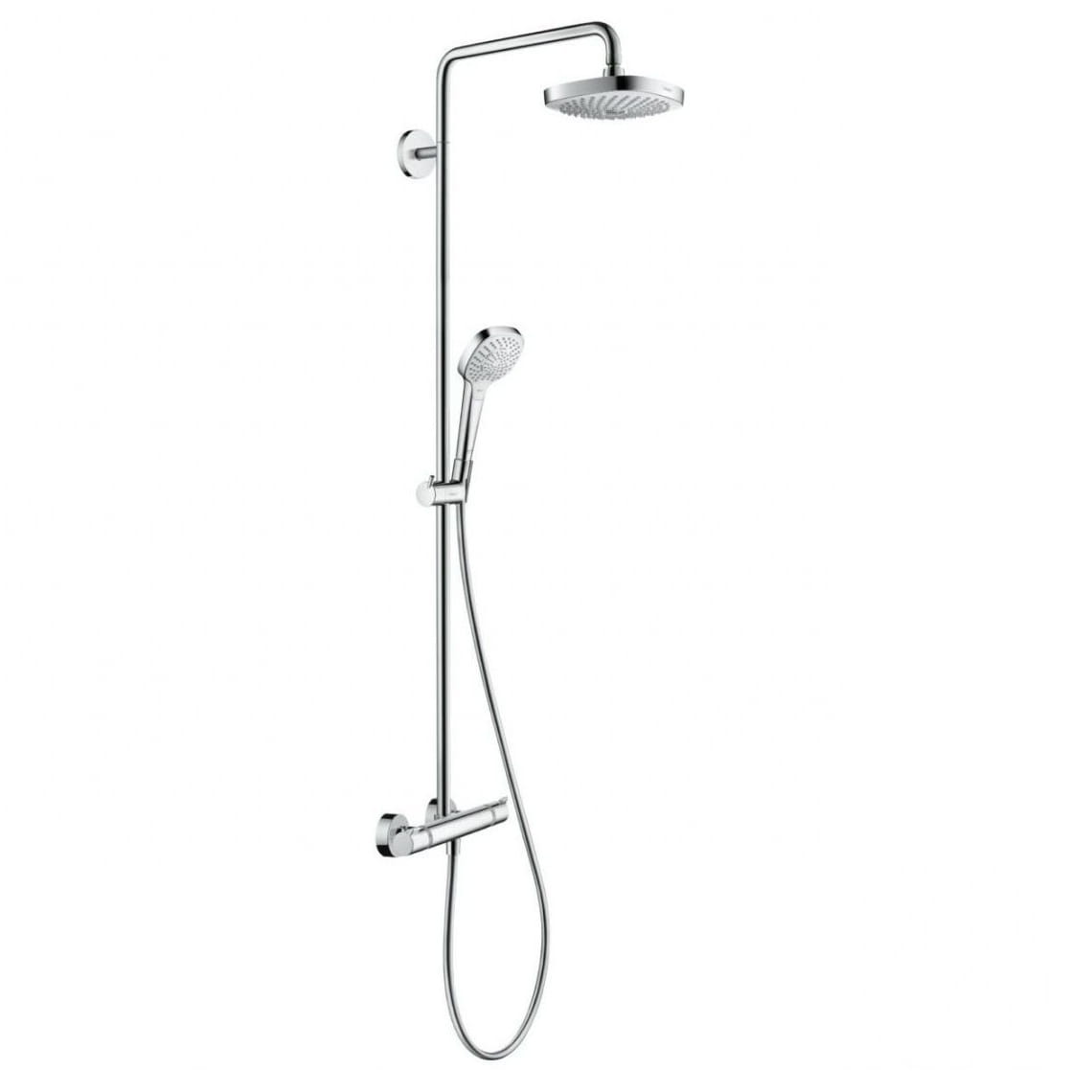 27257400_2297a9d0dc7c5643c4eaed45677fc3c57a078c0d Душевая система Hansgrohe Croma Select E 180 2jet Showerpipe EcoSmart с термостатом, металл, хром/белый (27257400)