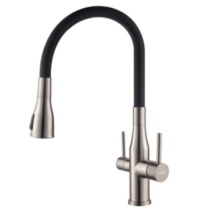 Смеситель для кухни Koer KI-72024-07 двухрычажный, сталь (KR5013)