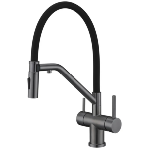 Смеситель для кухни Koer KI-72035-07 двухрычажный, графит (KR5816)