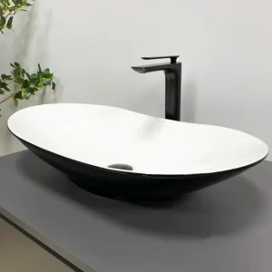 Умывальник накладной VBI Turate 640x360 овальный, белый/черный (VBI-017501)