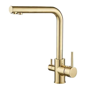 Смеситель для кухни VBI Gemini двухрычажный, золото (VBI-055001GL)