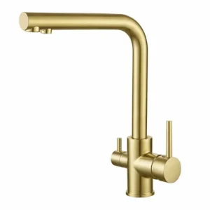 Смеситель для кухни VBI Gemini двухрычажный, золото матовый (VBI-055001BG)