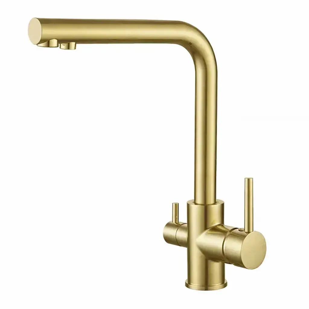 VBI-055001BG Смеситель для кухни VBI Gemini двухрычажный, золото матовый (VBI-055001BG)