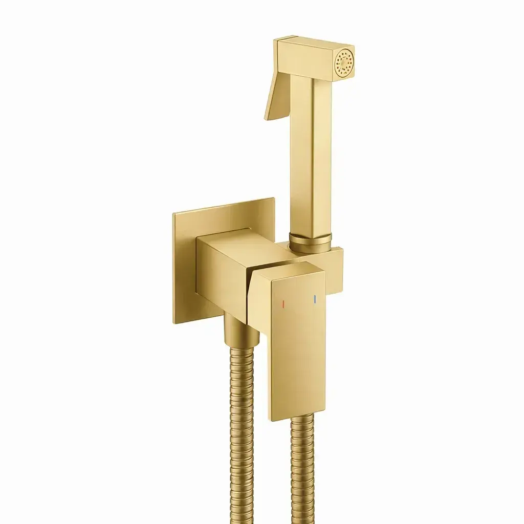 75868515459518 Гигиенический душ VBI Loreno скрытого монтажа, однорычажный, золото матовый (VBI-050205BG)