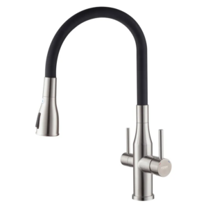 Смеситель для кухни Koer KI-72024-02 двухрычажный, сталь (KR5011)