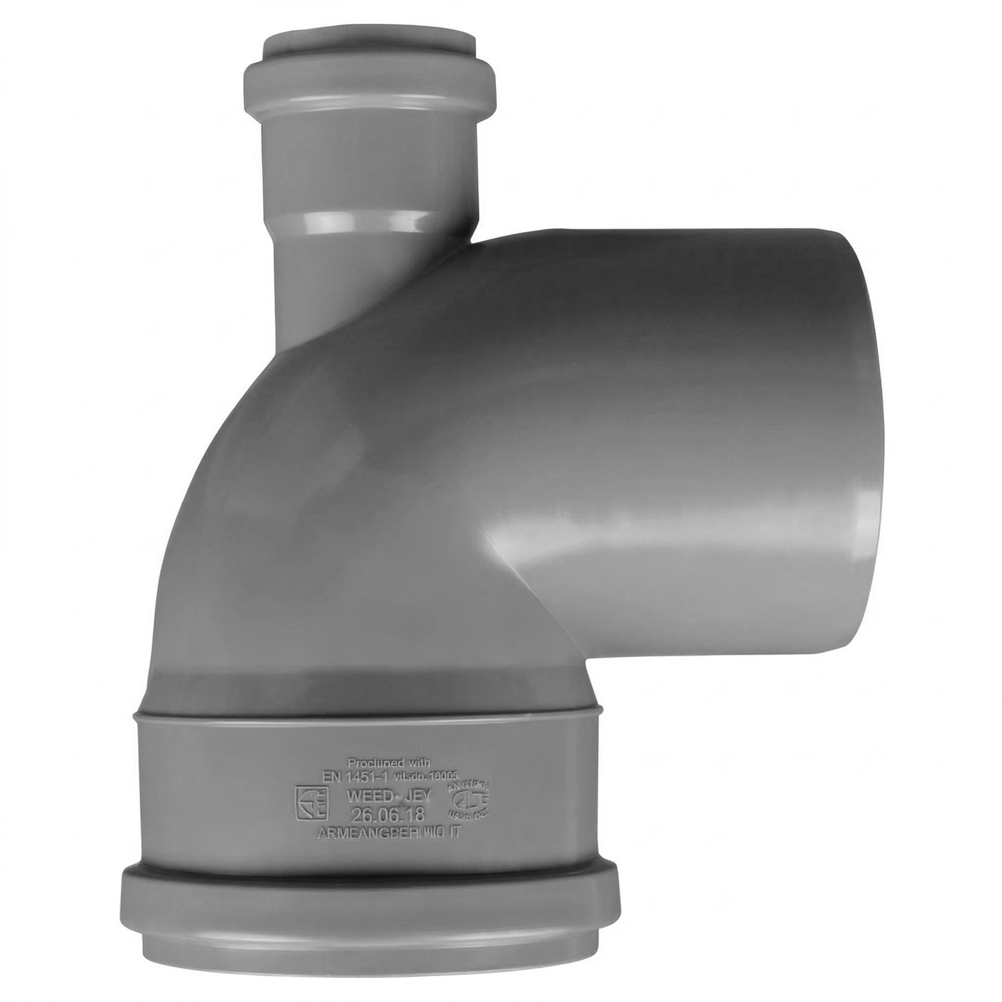 AKD47044_1 Колено внутренней канализации Sanibud 110x50 мм 90°/90° с отводом назад