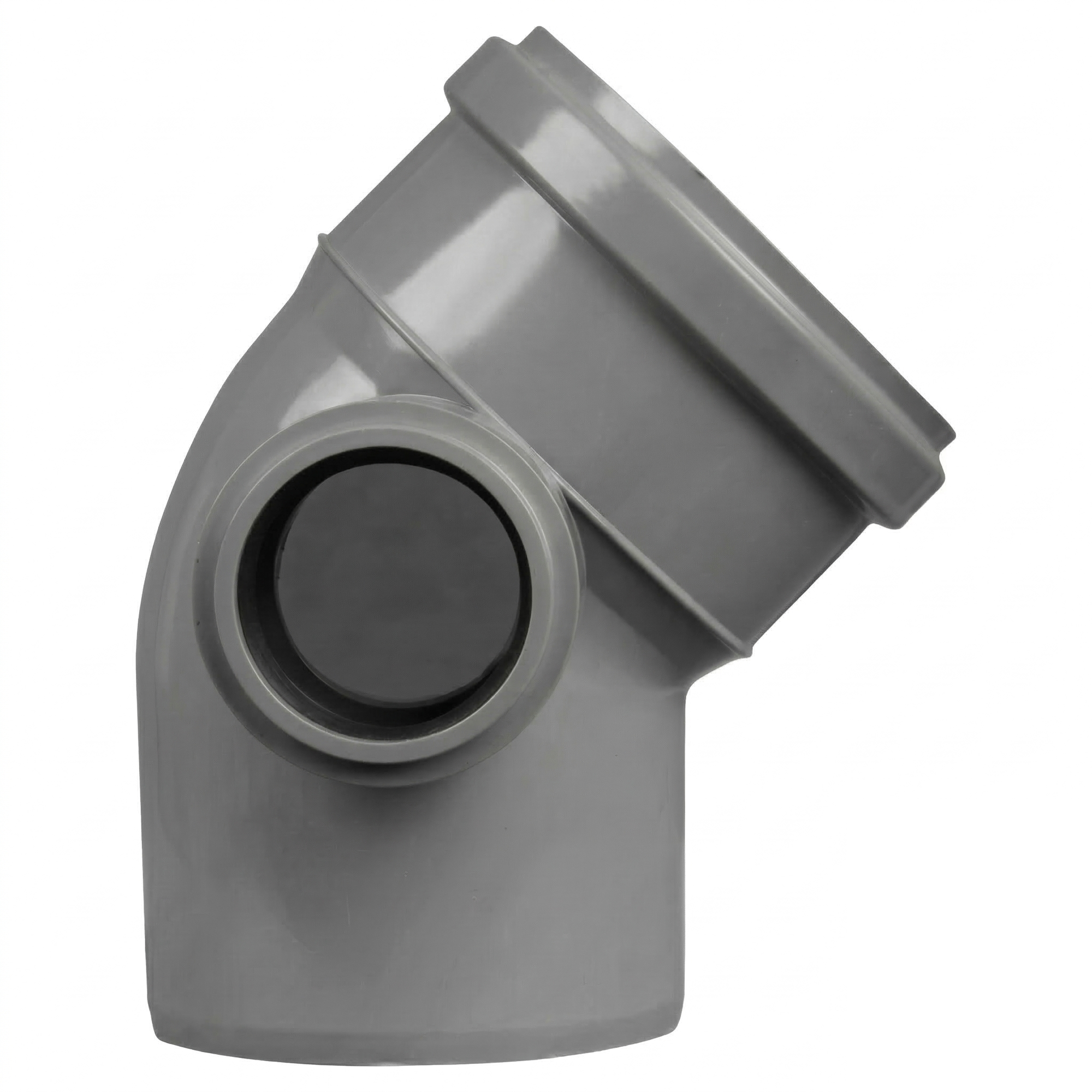 AKD47045_1 Колено внутренней канализации Sanibud 110х50 мм 45°/90° с отводом влево