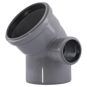 Колено внутренней канализации Sanibud 110x50 мм 45°/90° с отводом вправо