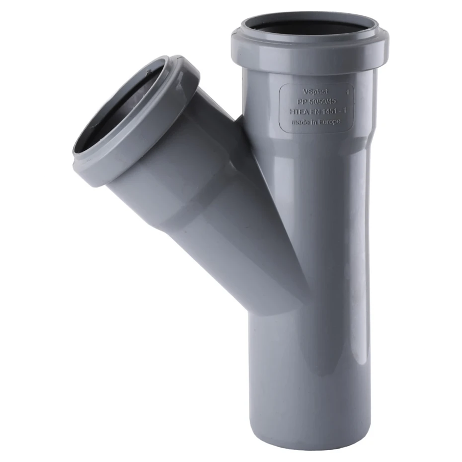 AKD50015_1 Тройник внутренней канализации SVK 50x50мм 45° (1008168)