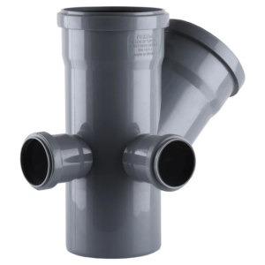 Крестовина внутренней канализации VSplast 110x50мм 45°/90° двухплоскостная, с отводом (левое + заднее)