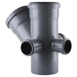 Крестовина внутренней канализации VSplast 110x50мм 45°/90° двухплоскостная, с отводом (левое + правое + заднее)