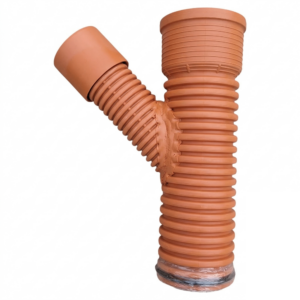 Тройник наружной канализации редукционный Инсталпласт 160x110мм 45° гофрированный