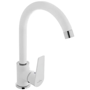 Смеситель для кухни Invena Dokos однорычажный, белый/хром