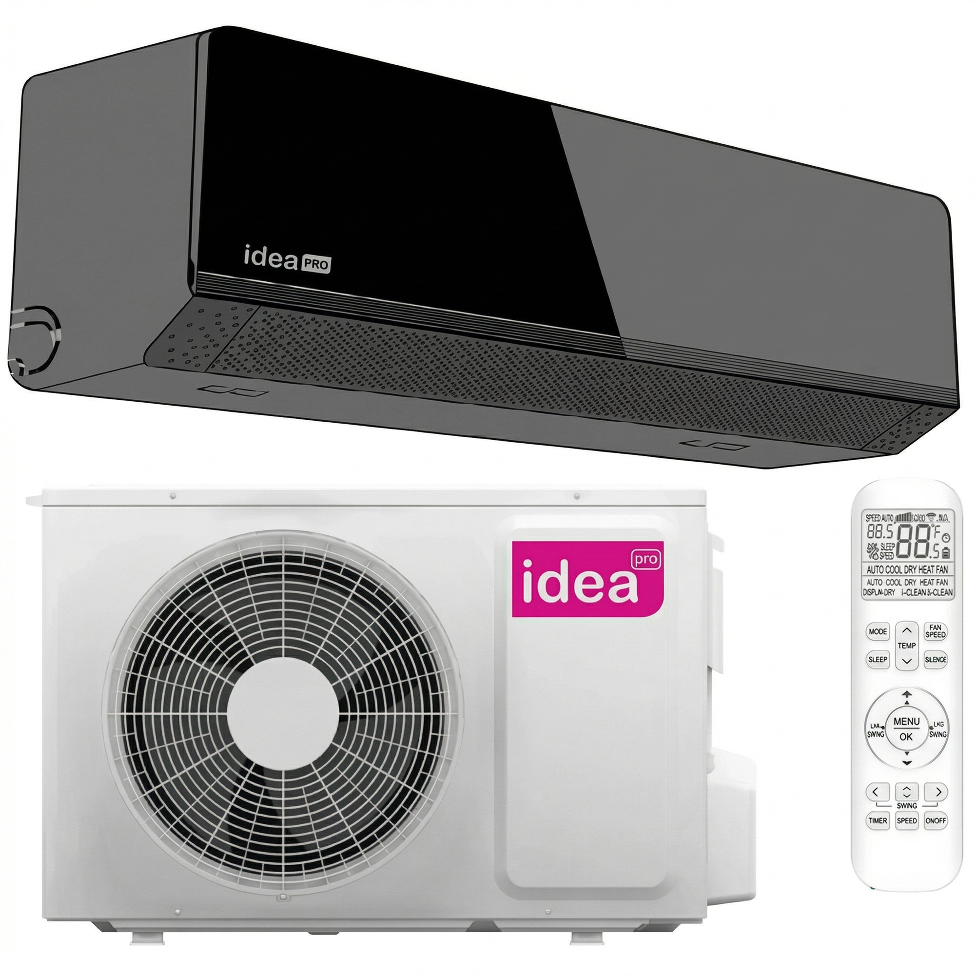 CFT-1140844_1 Кондиционер Idea Pro Breeze Black IPA-09HRM-FN8 25м2 (-25°С) R32 инверторный, черный + пульт ДУ (Wi-Fi Ready)