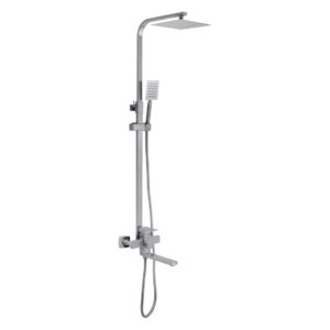 Душевая система Kroner KRP Edelstahl Kubus с изливом, нержавеючая сталь, хром брашированная (ESG067)