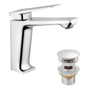 Смеситель для умывальника Kroner KRP Ersel - C0111BV однорычажный, хром + донный клапан