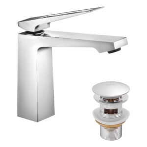 Смеситель для умывальника Kroner KRP Ersel - C0110BV однорычажный, хром + донный клапан