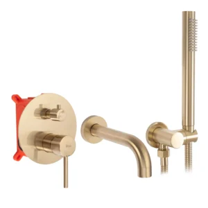 ССмеситель для ванны Rea Lungo скрытого монтажа, золото матовый + box (REA-B7503)