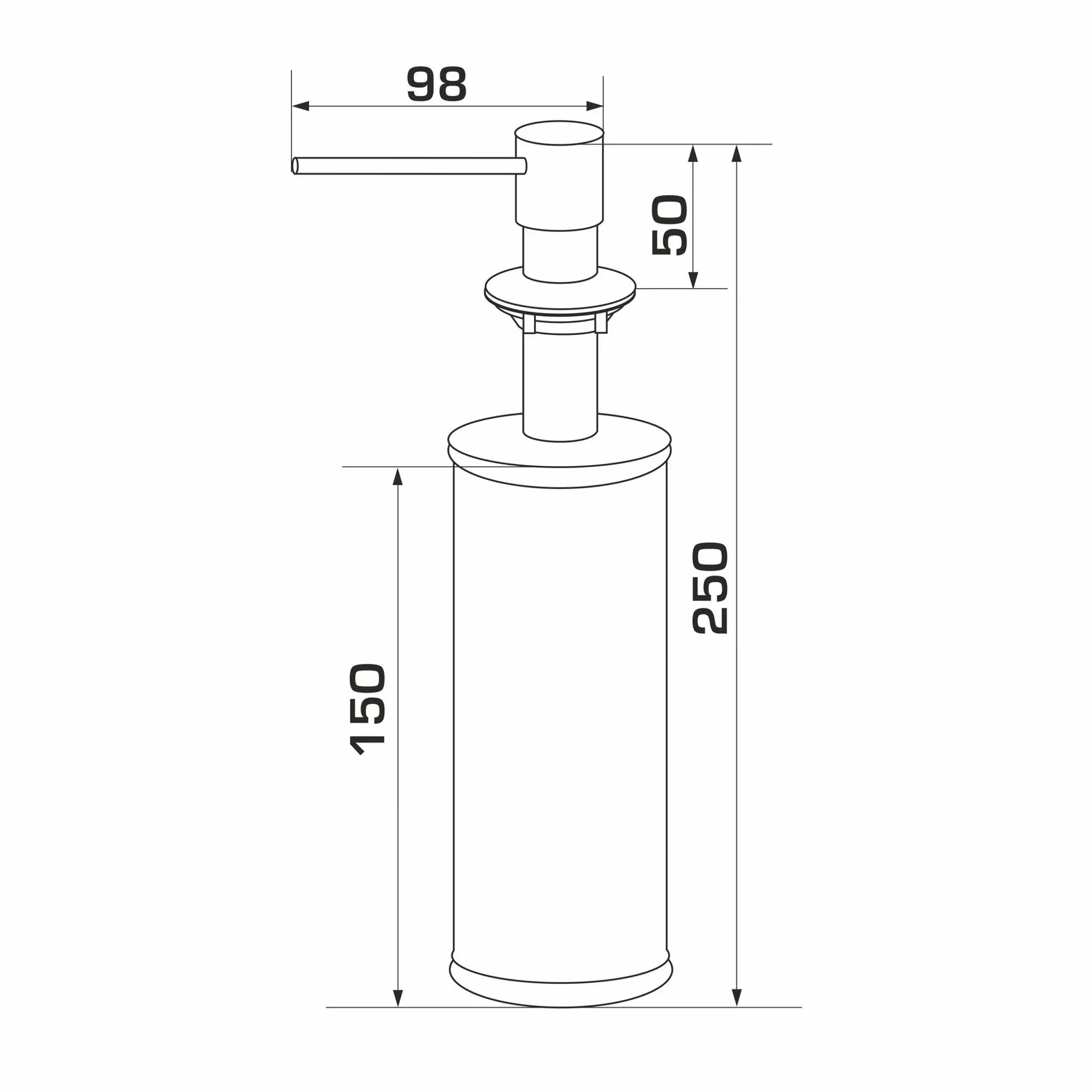 GRA-10521_4 Дозатор для моющего средства GRANADO Redondo Inox врезной, сатин