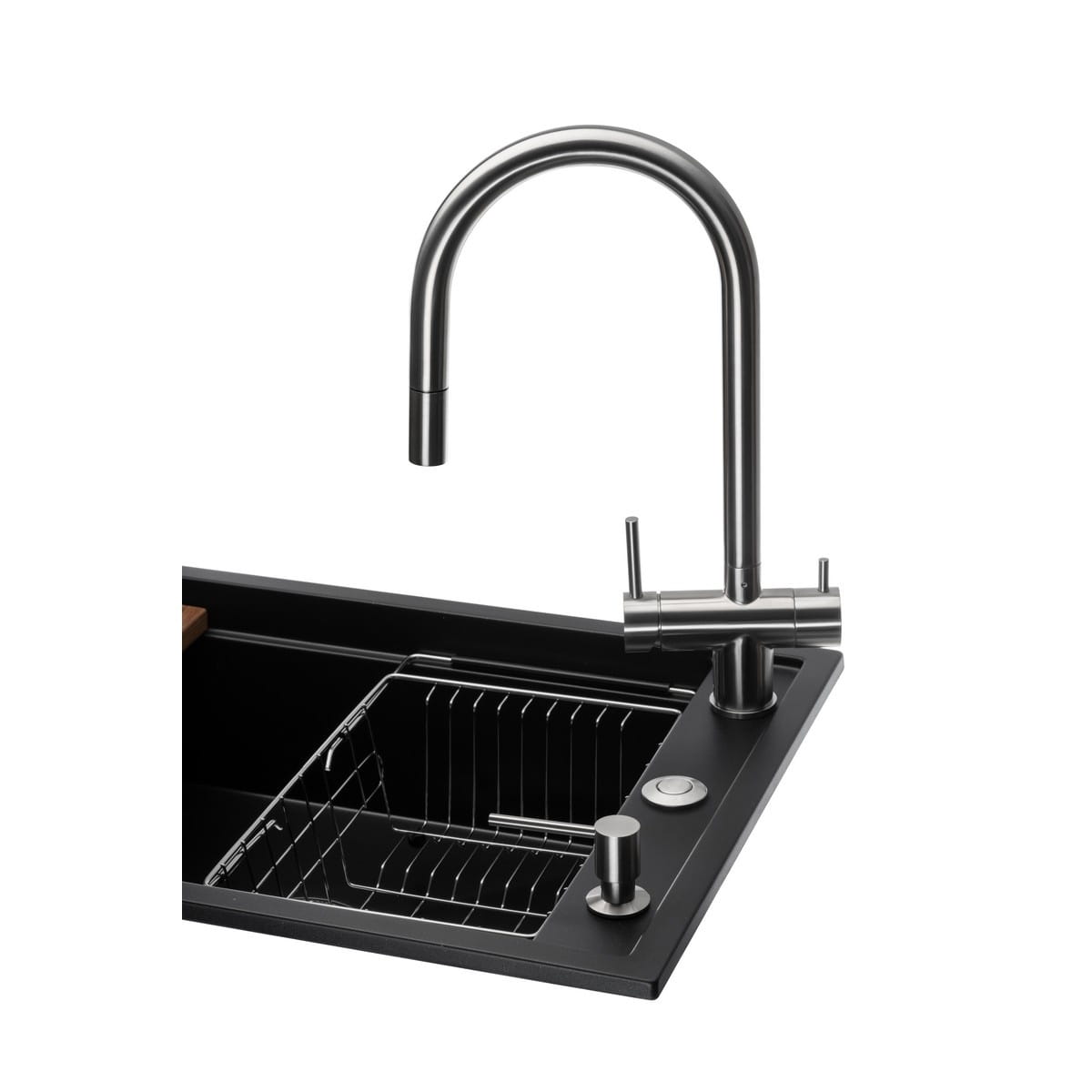 GRA-24521_3 Многофункционая мойка GRANADO Royal Estella 780x500 врезная, чёрная