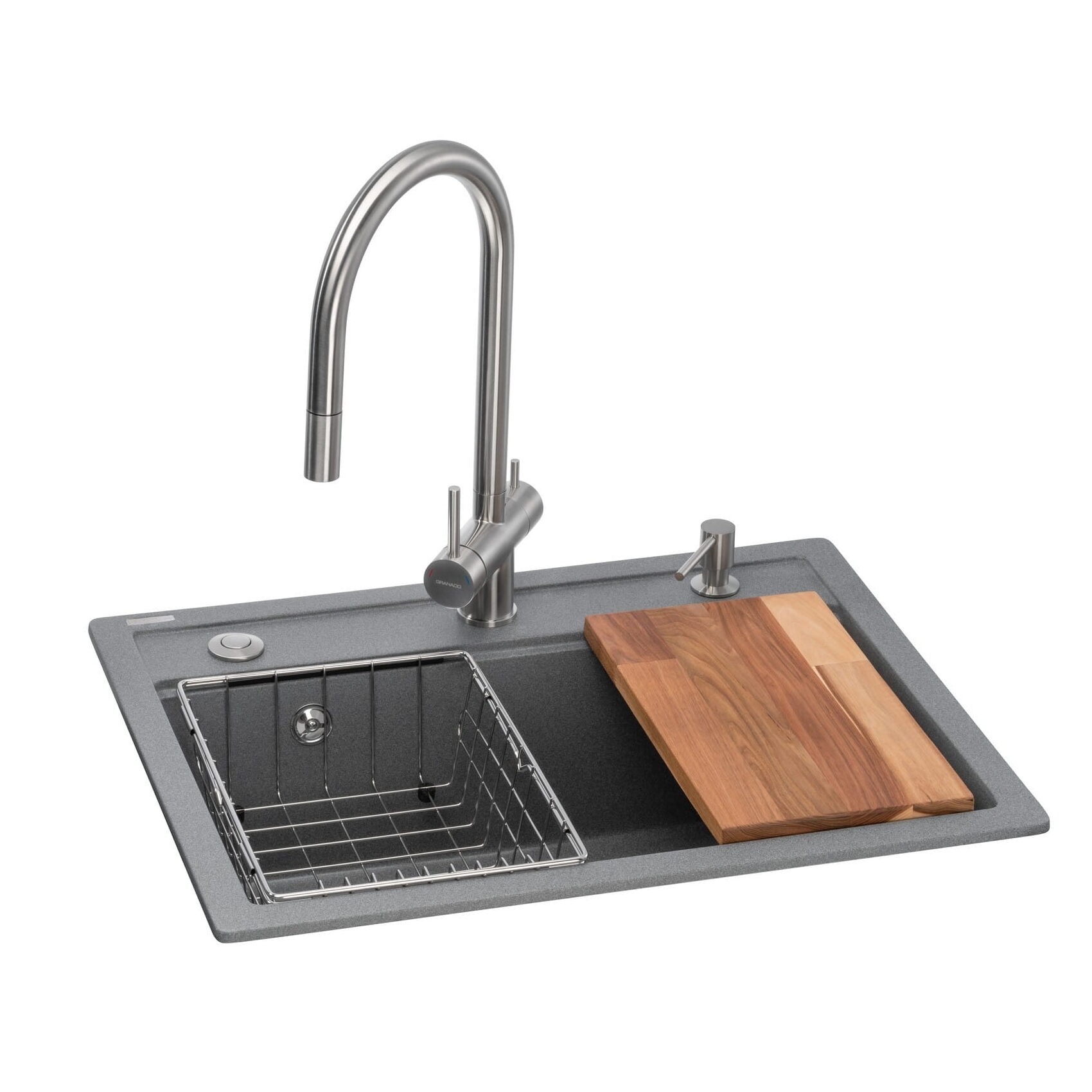 GRA-25789_1 Многофункционая мойка GRANADO Royal Artes 650x497 врезная, графитовая