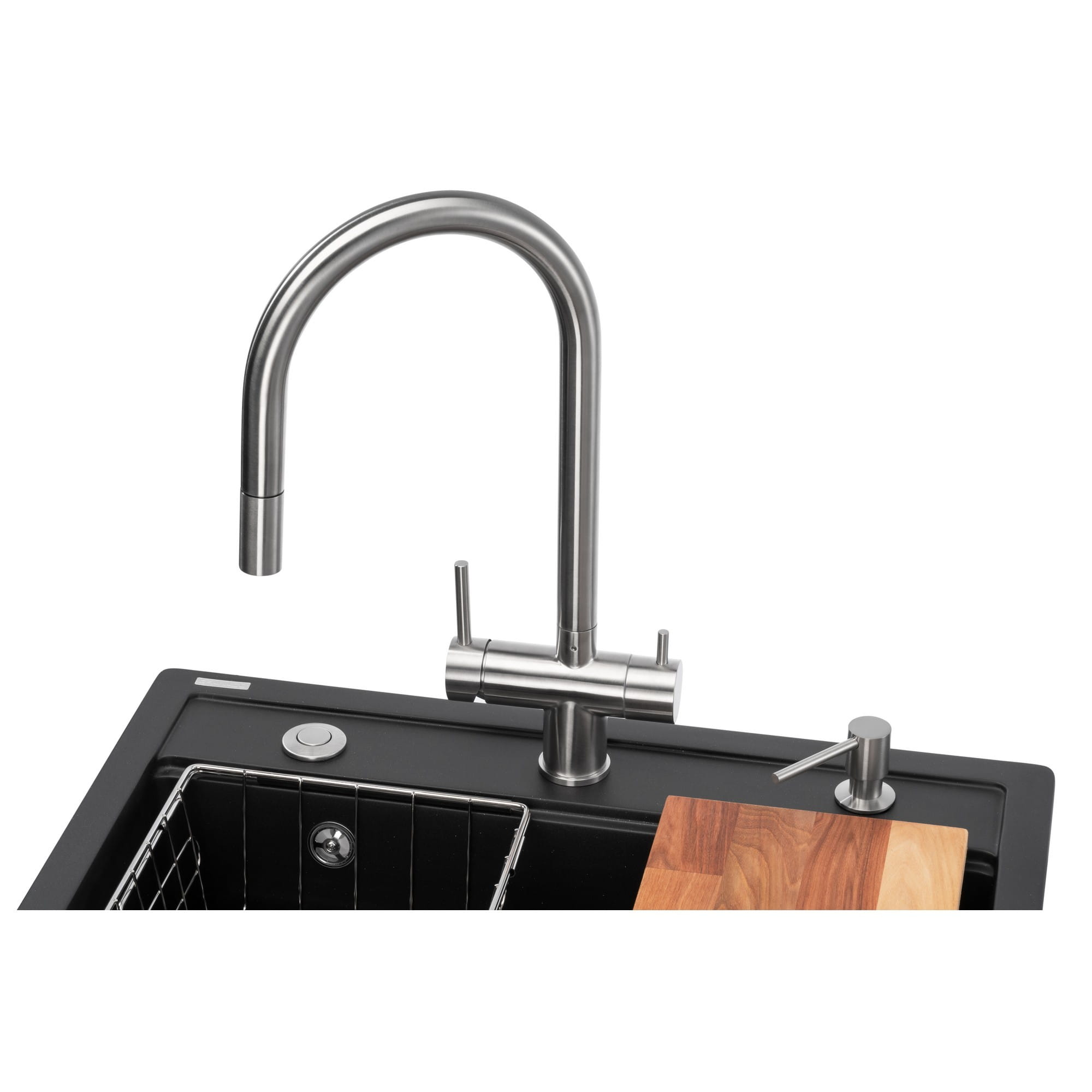 GRA-25790_2 Многофункционая мойка GRANADO Royal Artes 650x497 врезная, чёрная