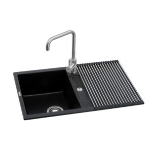 Гранитная кухонная мойка GRANADO Valencia 780x500 врезная, прямоугольная, чёрная