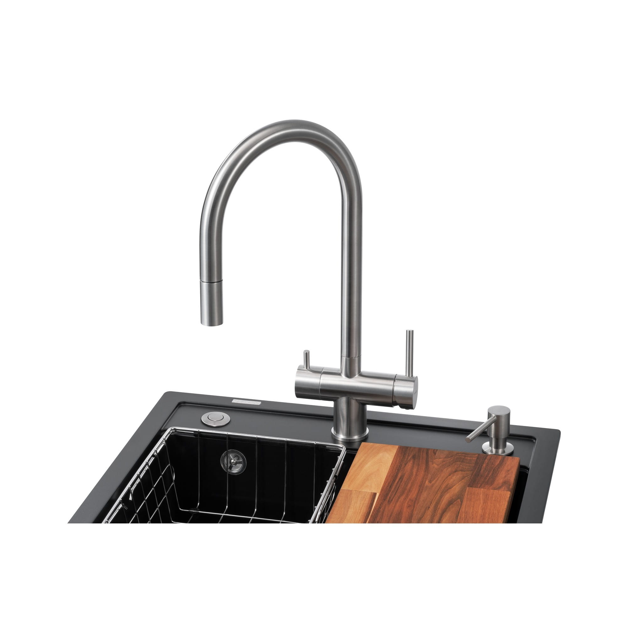 GRA-27131_2 Многофункционая мойка GRANADO Royal Lerida 560x510 врезная, чёрная