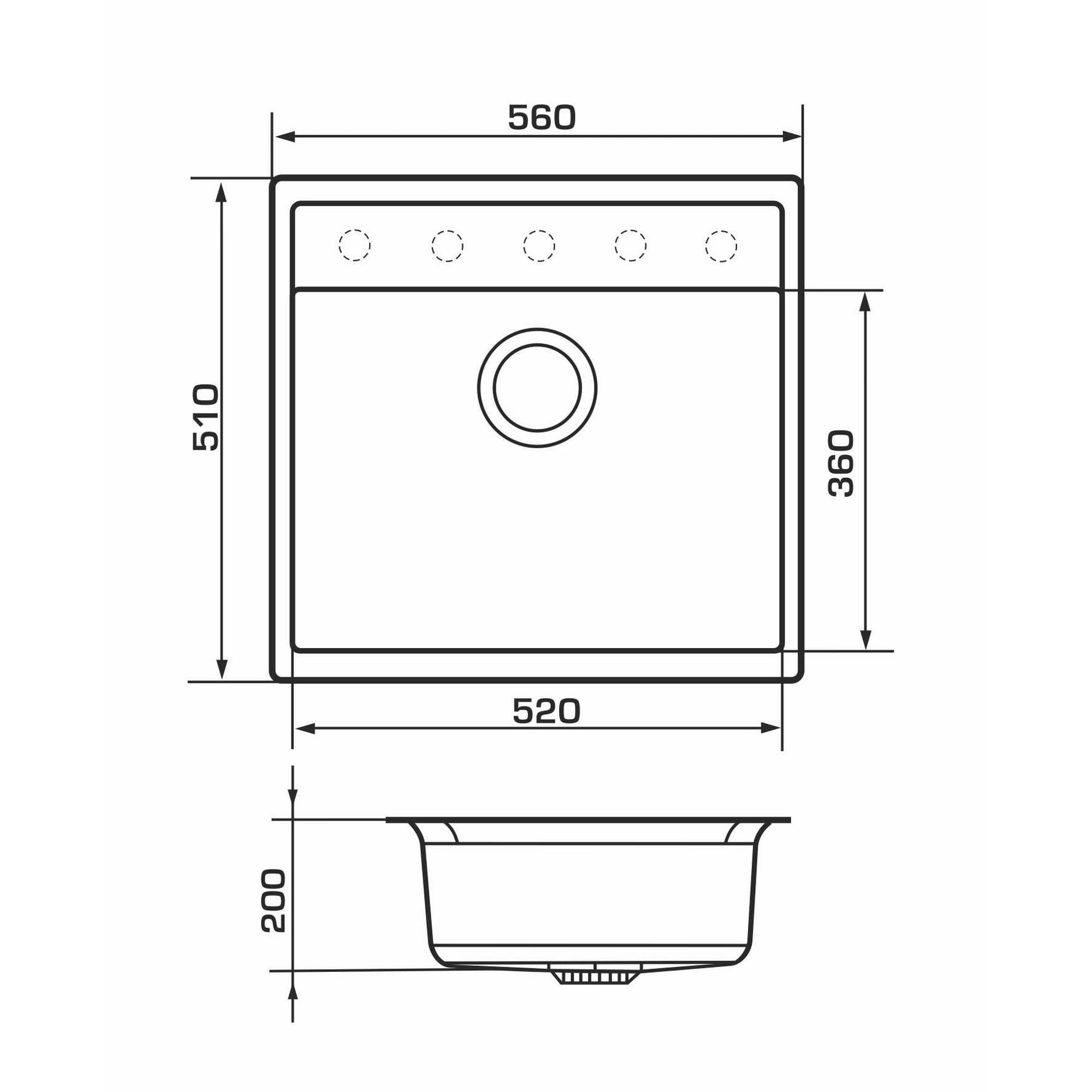 GRA-27143_13 Многофункционая мойка GRANADO Royal Lerida 560x510 врезная, графитовая