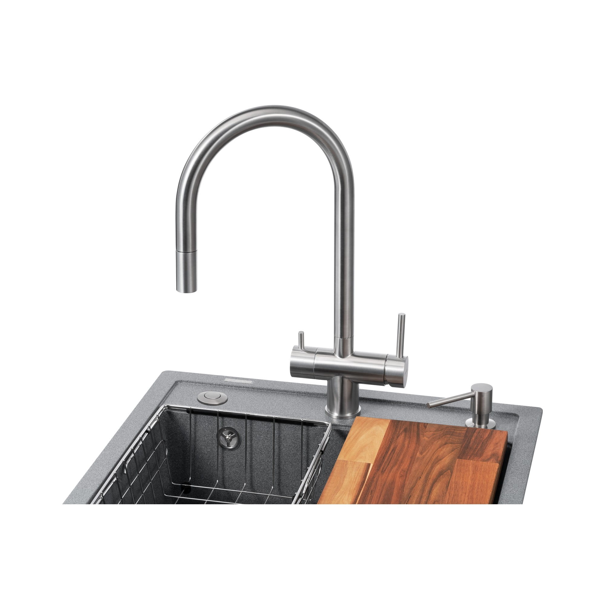 GRA-27143_2 Многофункционая мойка GRANADO Royal Lerida 560x510 врезная, графитовая