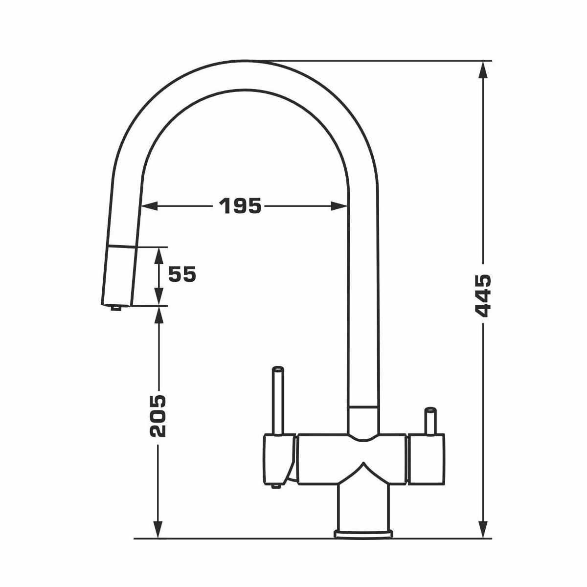 GRA-28530_6 Смеситель для кухни GRANADO Ferrol однорычажный, чёрный/хром