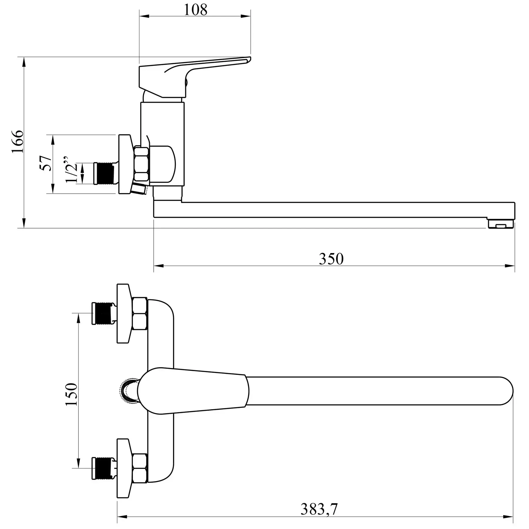 GSR-000031334_6 Смеситель для ванны Domino Vito однорычажный, хром
