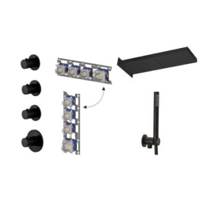 Душевая система Paffoni Modular Box с термостатом, латунь, черный матовый (KITMDE019NO)