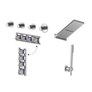 Душевая система Paffoni Modular Box с термостатом, латунь, хром (KITMDE019ST)