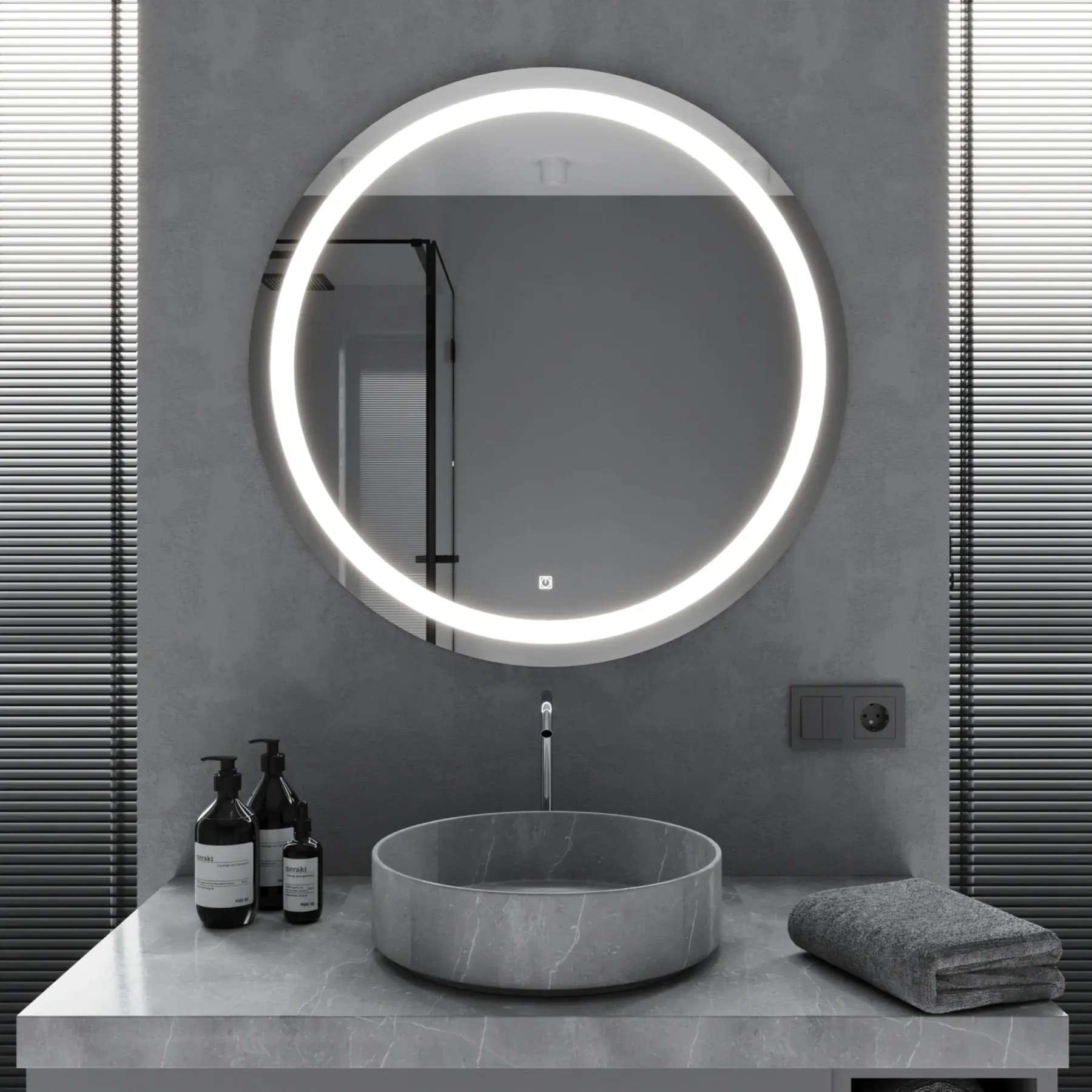 MRKS-308374 Зеркало для ванной комнаты Mironiks 700x700 круглое, с фронтальной LED подсветкой