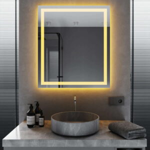 Зеркало для ванной комнаты Mironiks 800x700 прямоугольное, с фоново-фронтальной LED-подсветкой