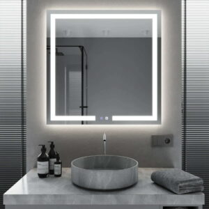 Зеркало для ванной комнаты Mironiks 800x700 прямоугольное, с фоновой и фронтальной LED-подсветкой