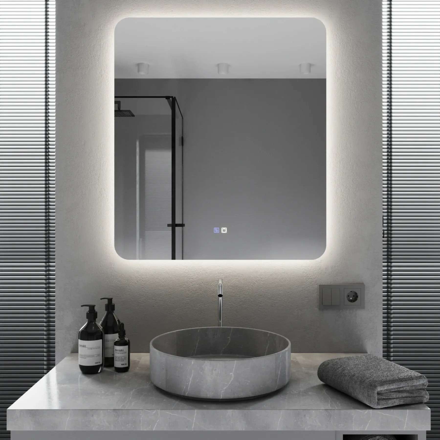 MRKS-309485 Зеркало для ванной комнаты Mironiks 800x700 прямоугольное, с фоновой LED подсветкой