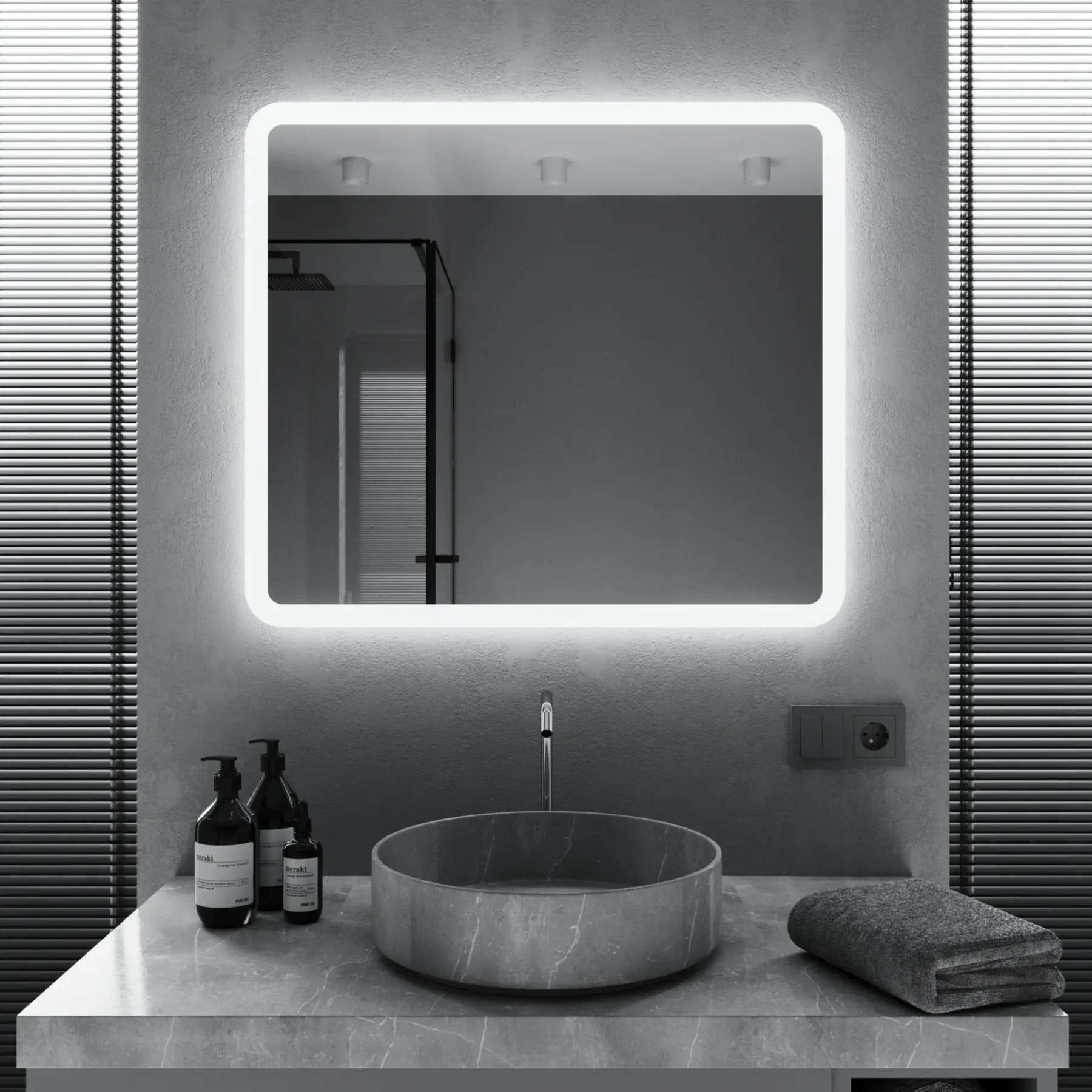 MRKS-311005 Зеркало для ванной комнаты Mironiks "No Ind" 800x600 прямоугольное, с фоново-фронтальной LED подсветкой