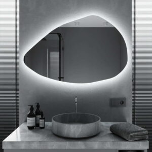 Зеркало для ванной комнаты Mironiks Glorein 660x1000 фигурное, с фоновой LED подсветкой