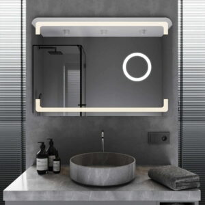 Зеркало для ванной комнаты Mironiks Ellit 900x700 прямоугольное, с линзой и фронтальной LED подсветкой