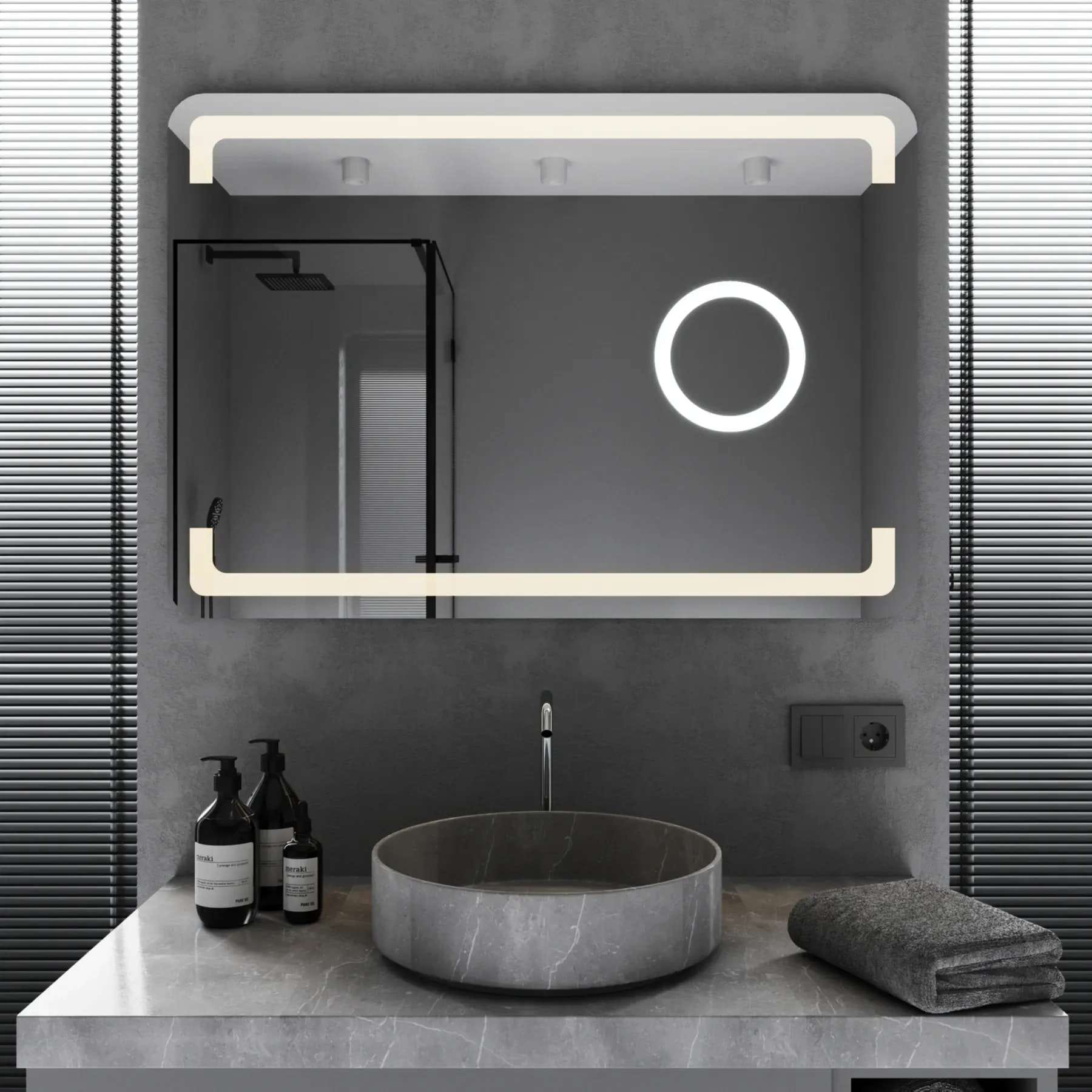 MRKS-311646 Зеркало для ванной комнаты Mironiks Ellit 900x700 прямоугольное, с линзой и фронтальной LED подсветкой